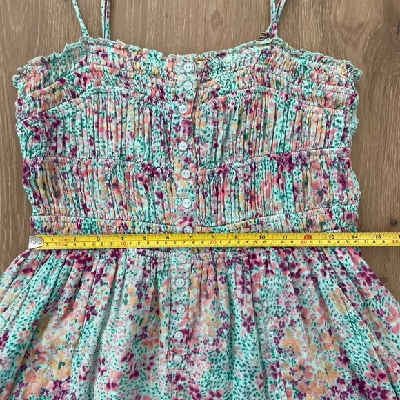 Free People Romper Women Small Shorts Sammi Floral Smocked Boho FP One 83224097 - Picture 9 of 12